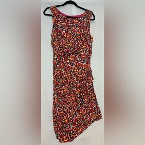 Betsey Johnson Multi-heart print Sleeveless Ruched Midi Dress Wonen's Size 12